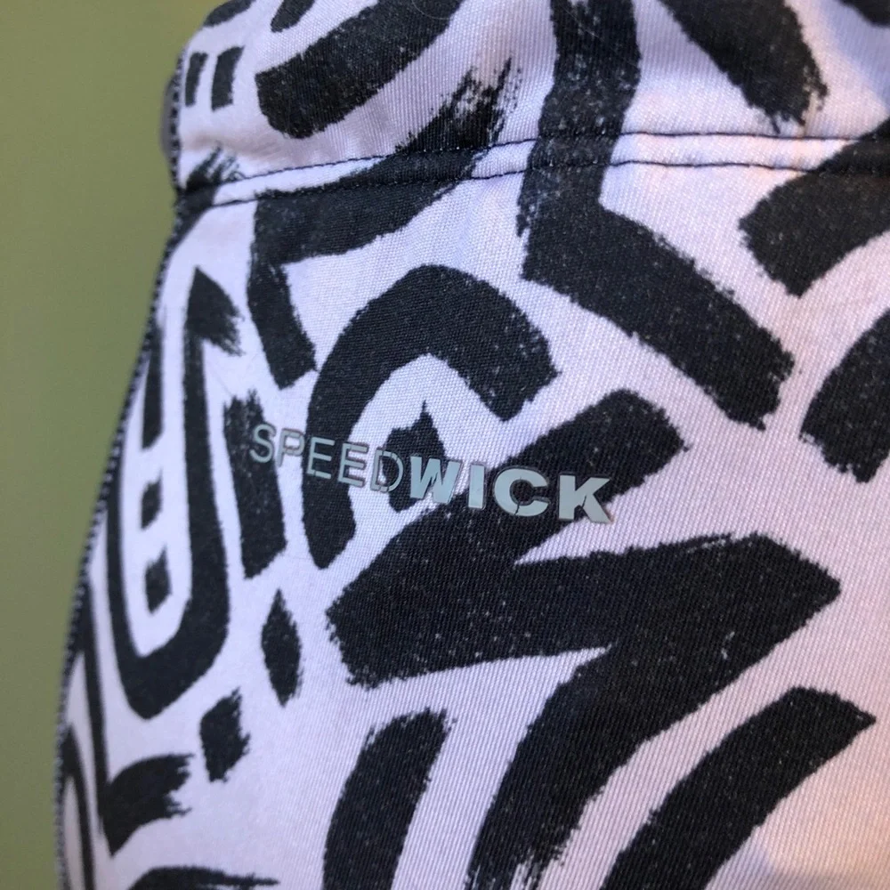 Reebok Speedwick Geometric Print 3/4 Mesh Leggings - Size Small
